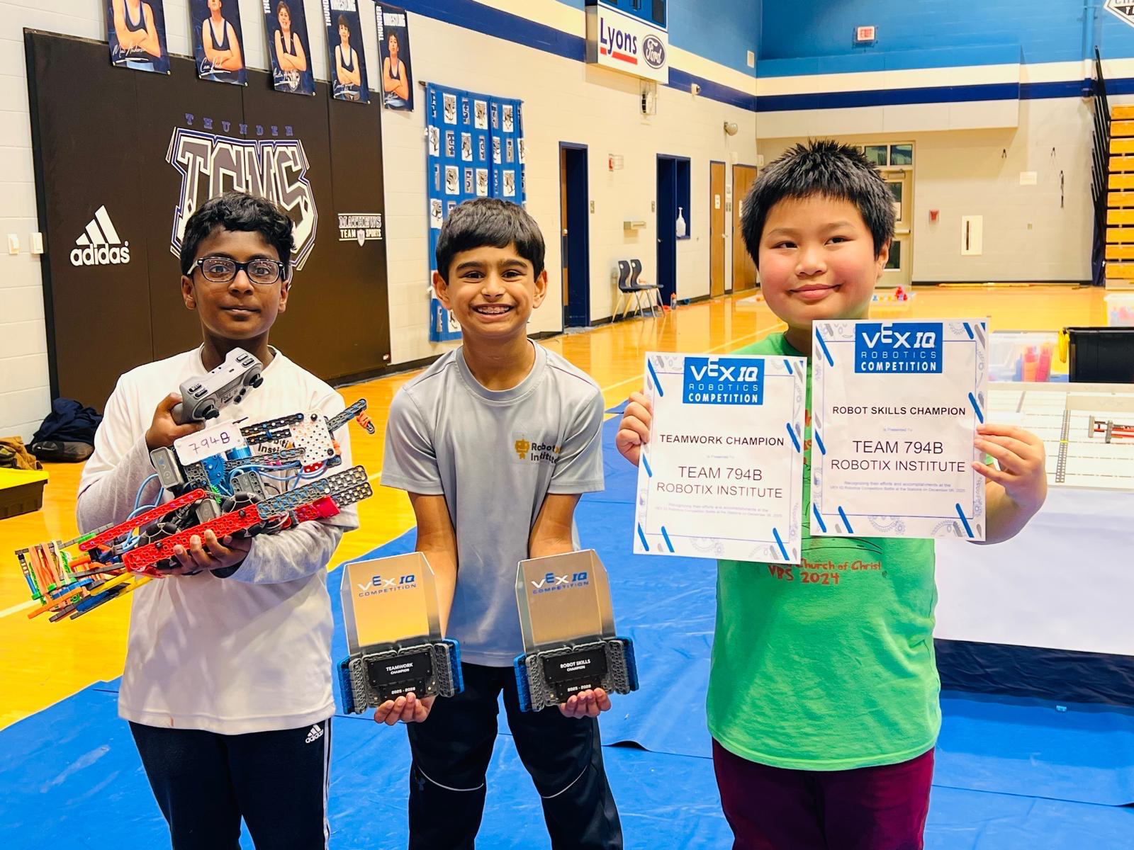 Kids building robots